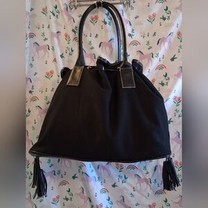 EUC Givenchy Parfums Black Cotton Large Drawstring Travel Tote Bag Purse